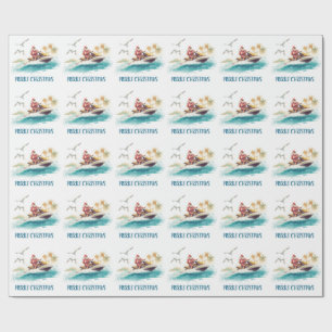 Jet Ski Christmas Holiday with Santa Claus Wrapping Paper
