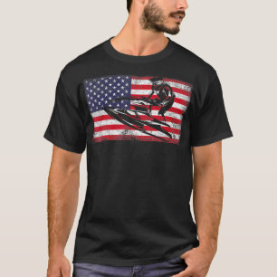 Jet Ski Grunge Style American USA Flag Jet Skiiing T-Shirt