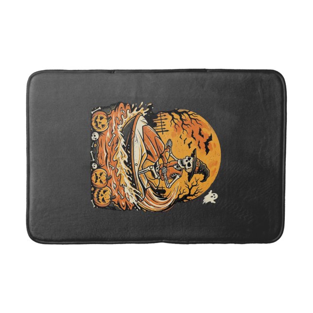 Jet Ski Halloween Skeleton Witch Pumpkin Design_1 Bath Mat (Front)
