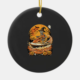 Jet Ski Halloween Skeleton Witch Pumpkin Design_1 Ceramic Ornament