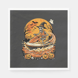 Jet Ski Halloween Skeleton Witch Pumpkin Design_1 Napkin