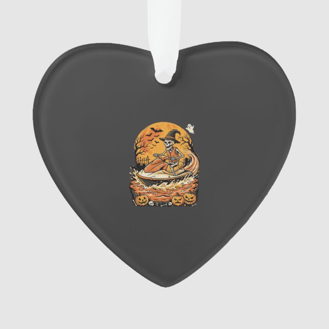 Jet Ski Halloween Skeleton Witch Pumpkin Design_1 Ornament (Front)