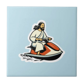 Jet-Ski Jesus Ceramic Tile