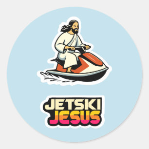 Jet-Ski Jesus Classic Round Sticker