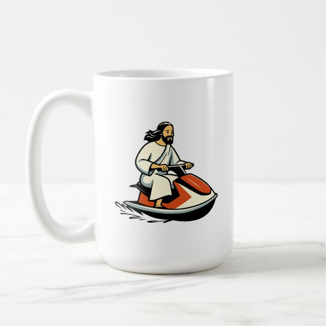 Jet-Ski Jesus Coffee Mug (Left)