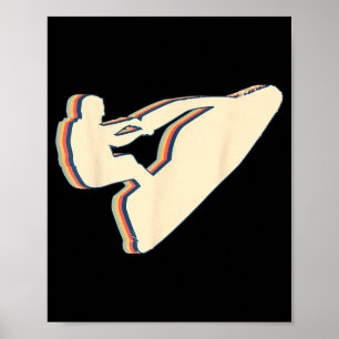 Jet ski jet skiing retro line art poster