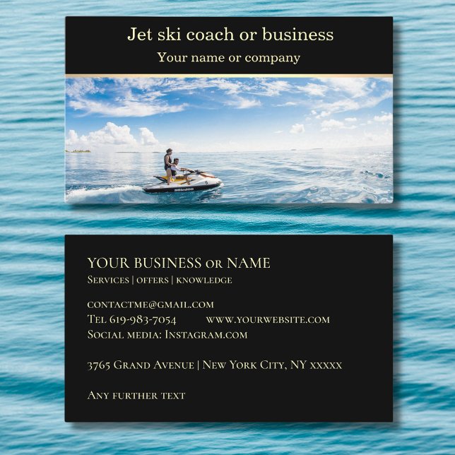 Jet ski jetski water skiing coach instructor business card (Creator Uploaded)