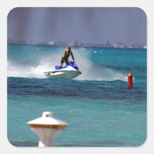 Jet Ski Paradise Square Sticker