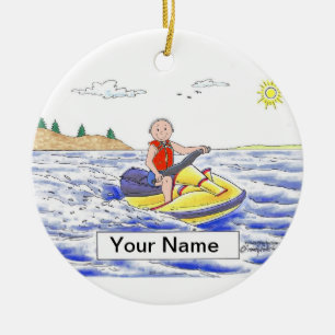 Jet Ski Rider - Male Ceramic Tree Decoration