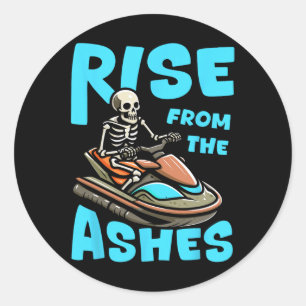 Jet Ski Skeleton Skier Skiing - Jet Ski Classic Round Sticker