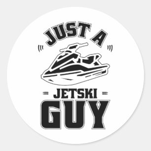 Jet Ski Skier - Skiing Just A Jet Ski Guy Classic Round Sticker