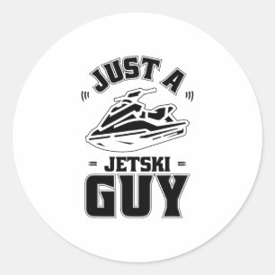 Jet Ski Skier - Skiing Just A Jet Ski Guy Classic Round Sticker
