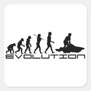Jet Ski Skiing Water Sport Evolution Art Square Sticker