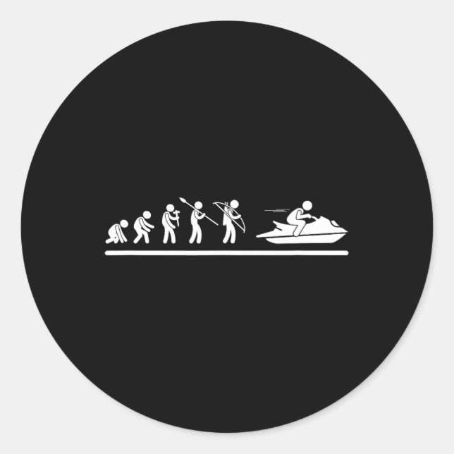 Jet Skiing Evolution Men Women Funny Jet Ski  Classic Round Sticker (Front)