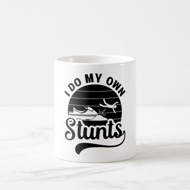 Jet Skiing I Do My Own Stunts Jet Ski Retro Jetski Coffee Mug (Center)