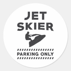 Jet Skiing Jet Ski Jet Skier Parking Only Water Classic Round Sticker