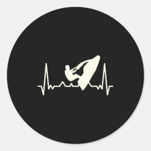 Jet skiing lover i heartbeat jet skiing classic round sticker