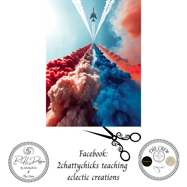 Jet Smoke Trails Red White Blue Decoupage Tissue Paper (Creator Uploaded)