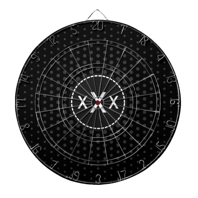 Jet Techno Dots Modern Monogram Dartboard (Front)