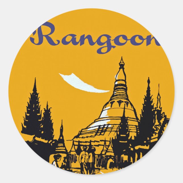 Jet Your Way to Rangoon Classic Round Sticker (Front)