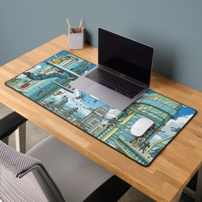 Jetpack Commuters - Retro Future Transportation Sc Desk Mat (Office 2)