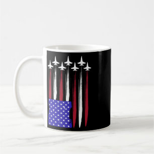 Jets 4th Of July Patriotic Red White Blue Usa Flag Coffee Mug