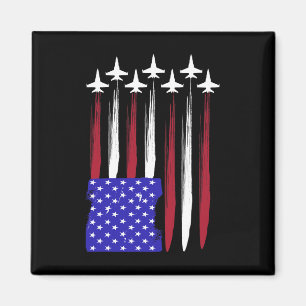 Jets 4th Of July Patriotic Red White Blue Usa Flag Magnet