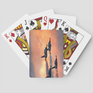 Jets Against Sunset  Playing Cards