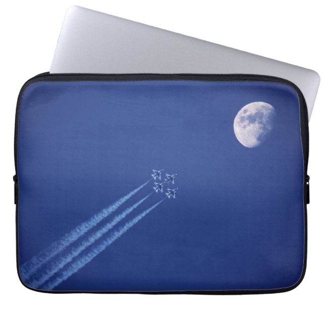 Jets Next to Moon | British Columbia Laptop Sleeve (Front)