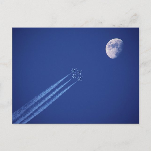 Jets Next to Moon | British Columbia Postcard (Front)