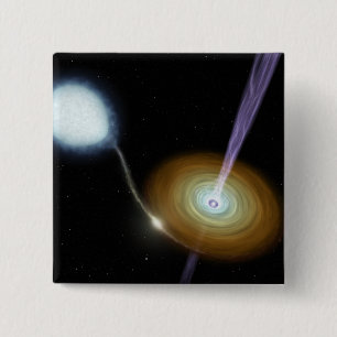 Jets of material shooting out 15 cm square badge
