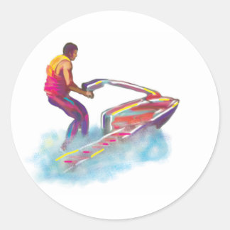 jetski classic round sticker