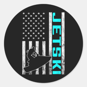 Jetski Jet Ski Jet Skier American Usa Jet Skiing W Classic Round Sticker