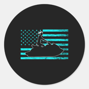 Jetski Jet Skiing Watercraft Jet Ski American Usa  Classic Round Sticker