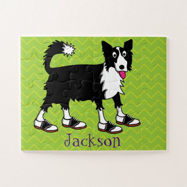 Jett the Border Collie Kids Personalised Jigsaw Puzzle (Horizontal)