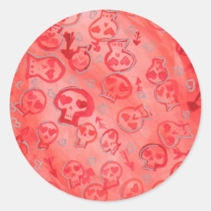 Jette Rockit! - Silver Hearts & Pink SugarSkulls Classic Round Sticker