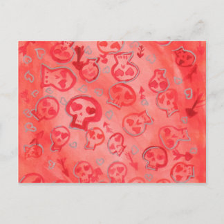 Jette Rockit! - Silver Hearts & Pink SugarSkulls Postcard