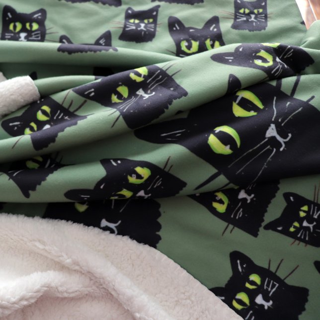 Jetty Jetterson Black Cat Eyes Halloween Fall      Sherpa Blanket (Creator Uploaded)