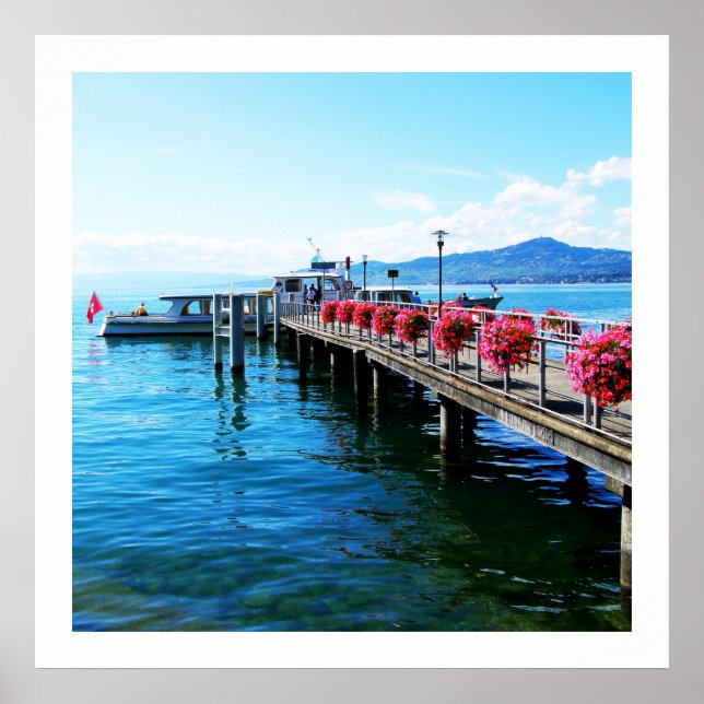 Jetty on Lake Geneva, Switzerland Poster (Front)