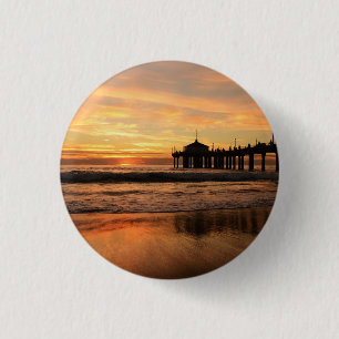 Jetty Over Ocean Beach Sunset 3 Cm Round Badge