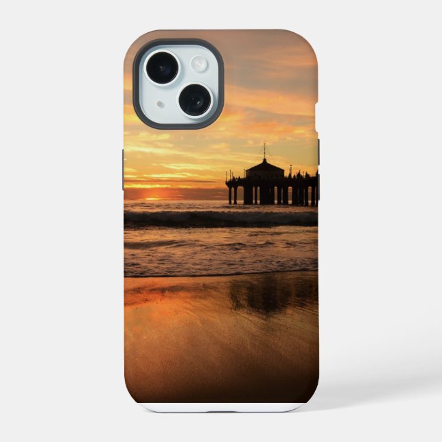 Jetty Over Ocean Beach Sunset iPhone 15 Case (Back)