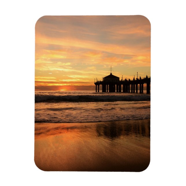 Jetty Over Ocean Beach Sunset Magnet (Vertical)