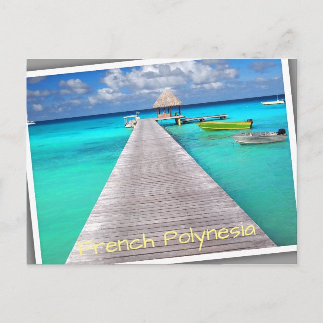 Jetty with boats in a tropical lagoon postcard (Front)