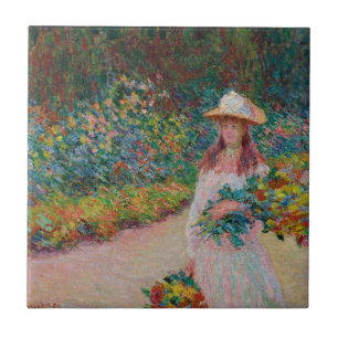 Jeune fille dans le jardin de Giverny, 1888 Ceramic Tile