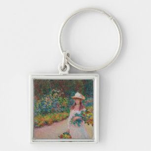 Jeune fille dans le jardin de Giverny, 1888 Key Ring