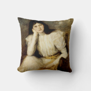 Jeune Fille Reveuse, Portrait de Berthi Capel Cushion