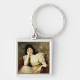 Jeune Fille Reveuse, Portrait de Berthi Capel Key Ring