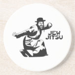 Jew Jitsu Coaster | Jewish Bar Mitzvah Gifts<br><div class="desc">Excellent gift for your upcoming Bar Mitzvah! 

This awesome coaster contains a black graphic design and black text,  looks best on a light background colour.


jew humour funny jews "ju jitsu" "jew jitsu" hilarious jewish hebrew</div>