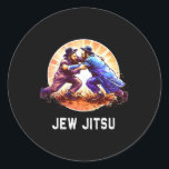 Jew Jitsu Karate Funny Hanukkah Brazilian Jiu Jits Classic Round Sticker<br><div class="desc">Jew Jitsu Karate Funny Hanukkah Brazilian Jiu Jitsu Mma Bjj 1</div>