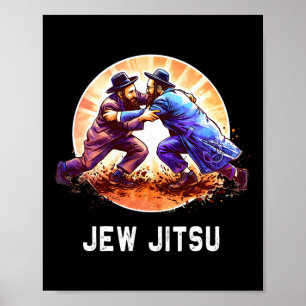Jew Jitsu Karate Funny Hanukkah Brazilian Jiu Jits Poster